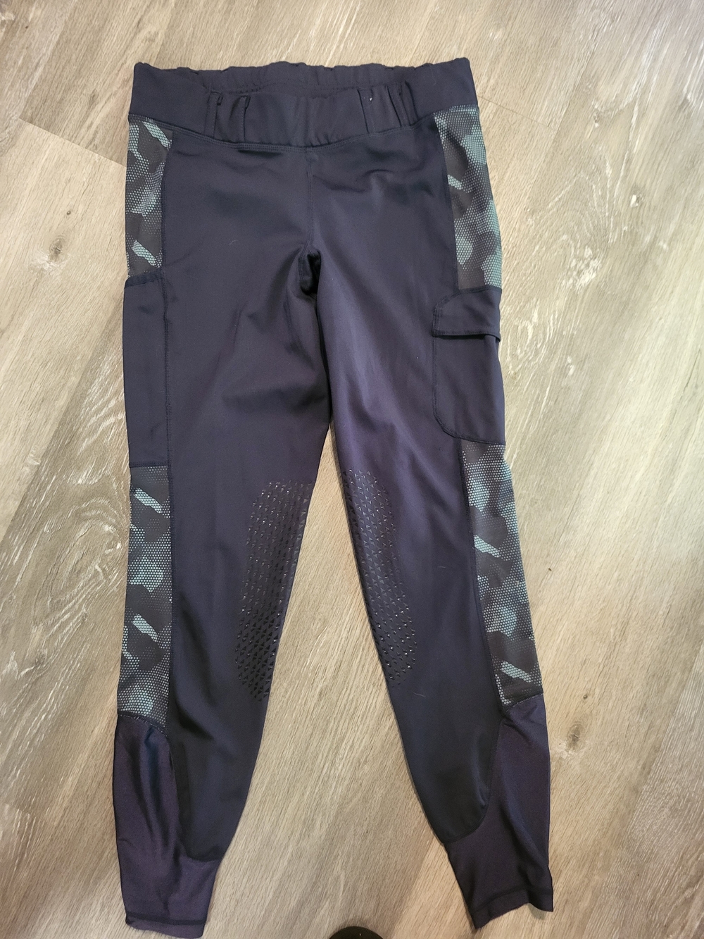 HR FARM Equestrian Leggings Medium Pull On Ankle Riding Navy Pockets Womens